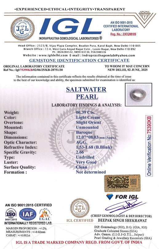 Venezuela Pearl6.39 Carats / 7.02 Ratti