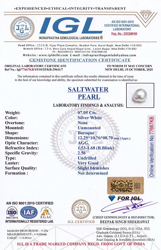 Venezuela Pearl7.05 Carats / 7.75 Ratti