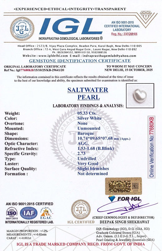 Venezuela Pearl5.33 Carats / 5.86 Ratti