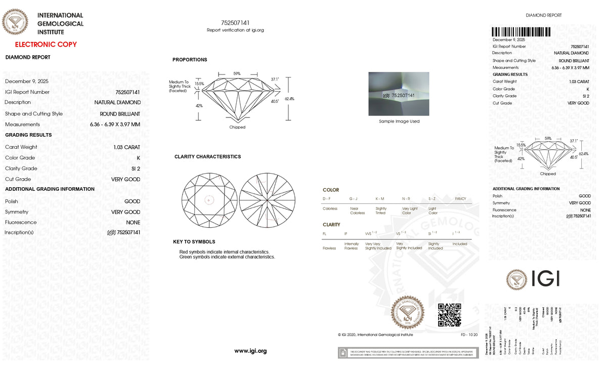 NATURAL DIAMOND 1.03 CARATS / 1.13 Ratti