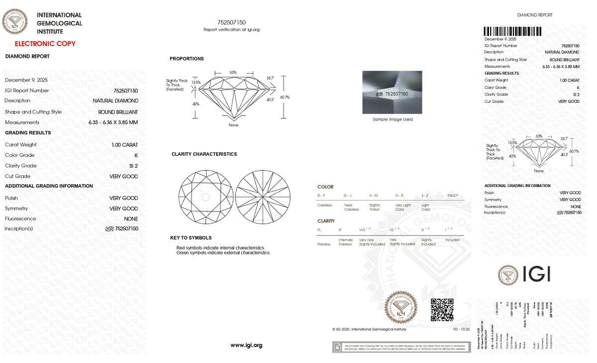 NATURAL DIAMOND 1.00 CARATS / 1.1 Ratti