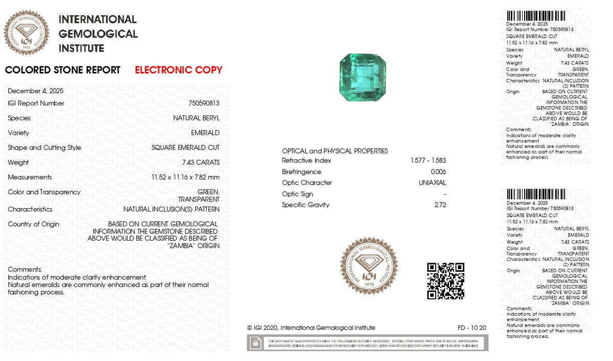 Zambian Emerald (Panna) 7.43 Carats / 8.16 Ratti