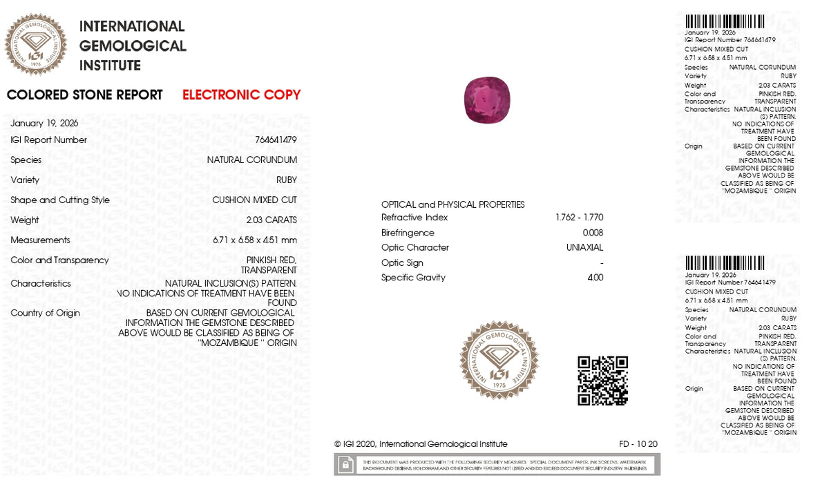 Mozambique Ruby (Manik) 2.03 Carats / 2.23 Ratti