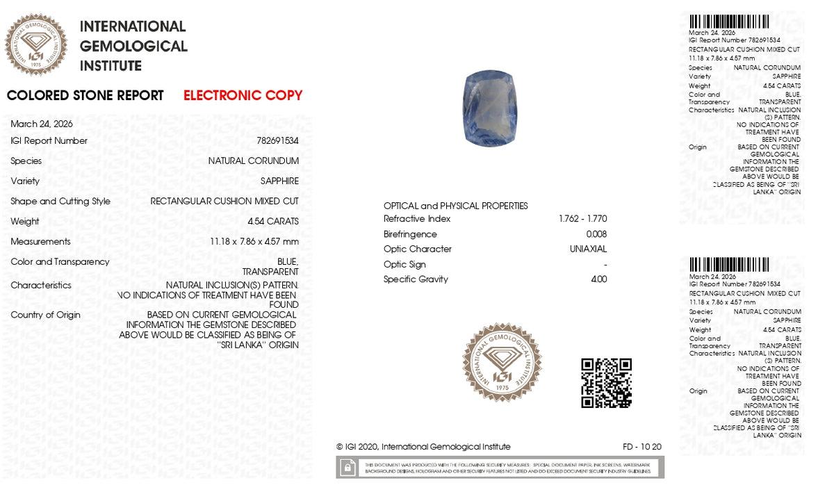 Natural Blue Sapphire 4.54 Carats / 4.99 Ratti