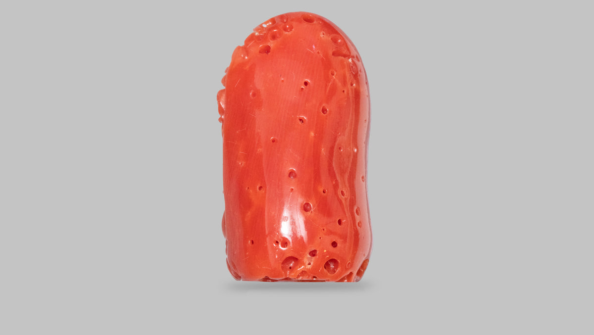 Ganesh Carving Red Coral 15.67 Carats / 17.22 Ratti