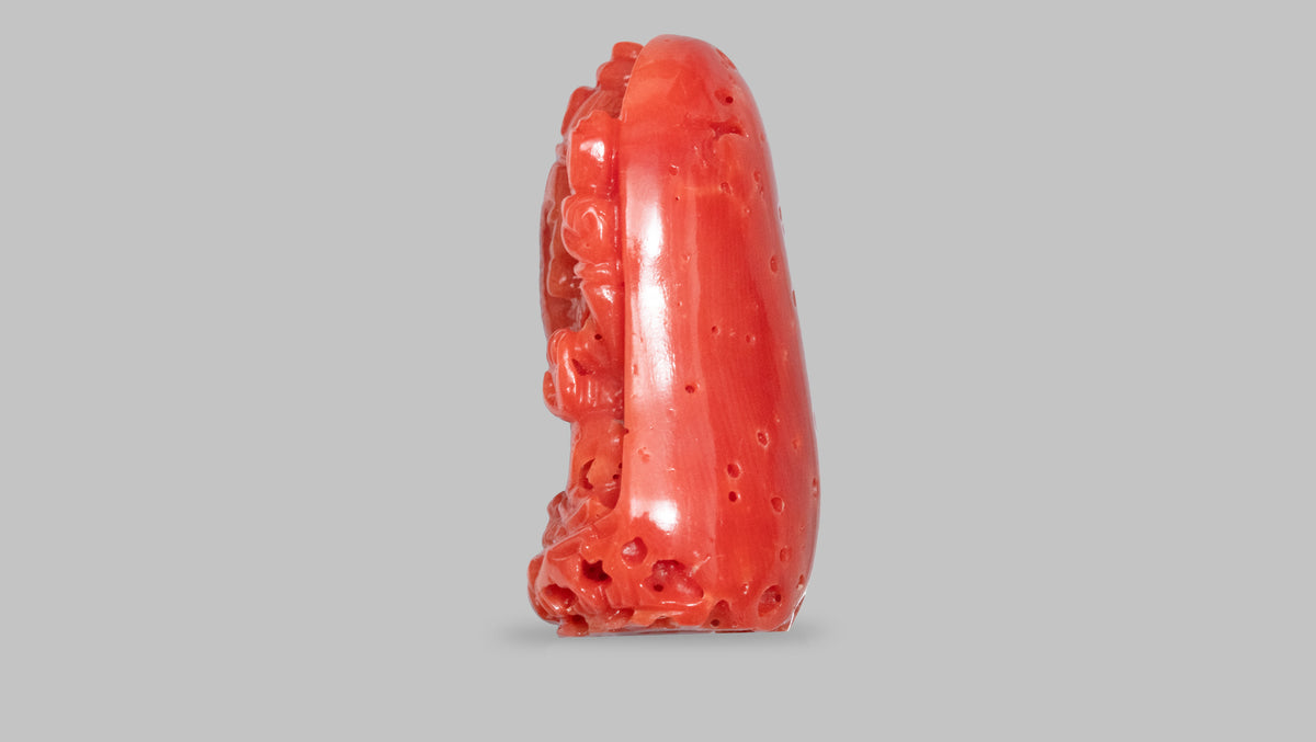 Ganesh Carving Red Coral 15.67 Carats / 17.22 Ratti