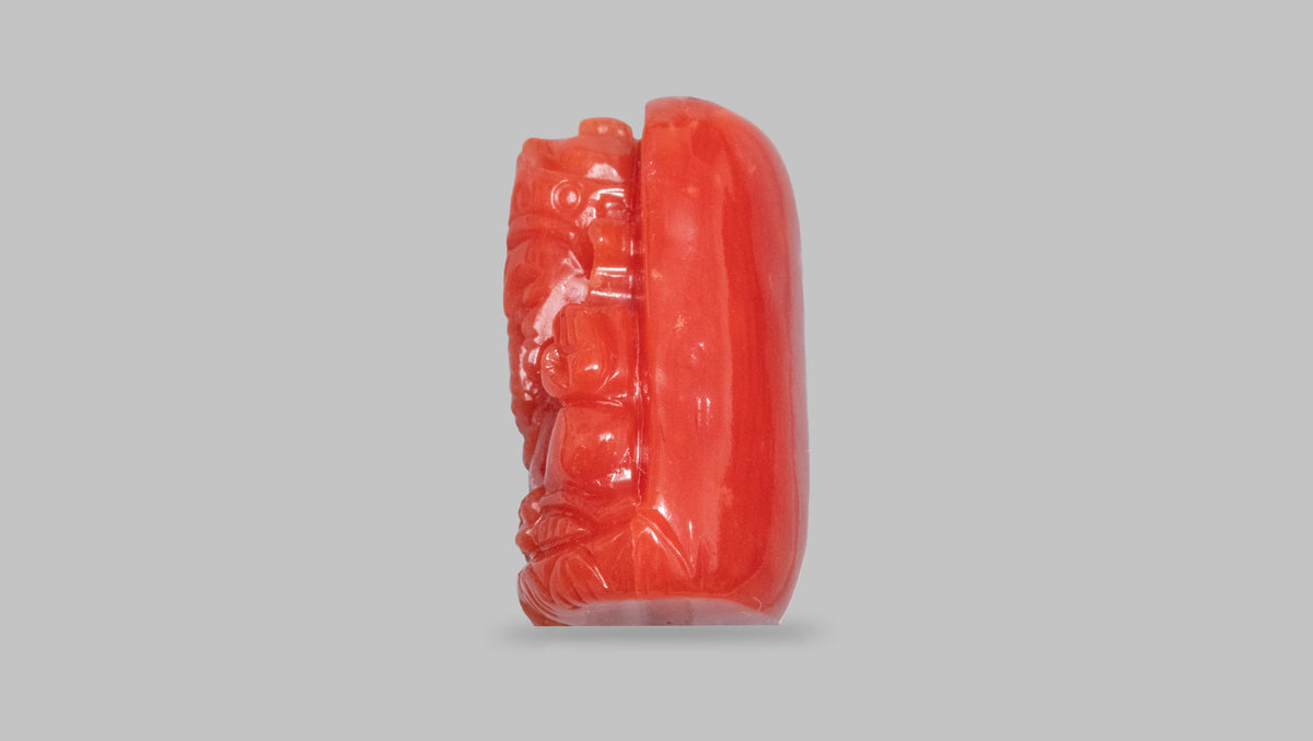 Ganesh Carving Red Coral 14.75 Carats / 16.21 Ratti