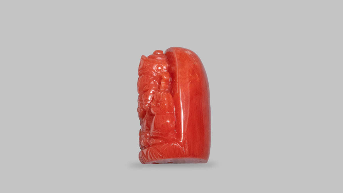 Ganesh Carving Red Coral 31.33 Carats / 34.43 Ratti
