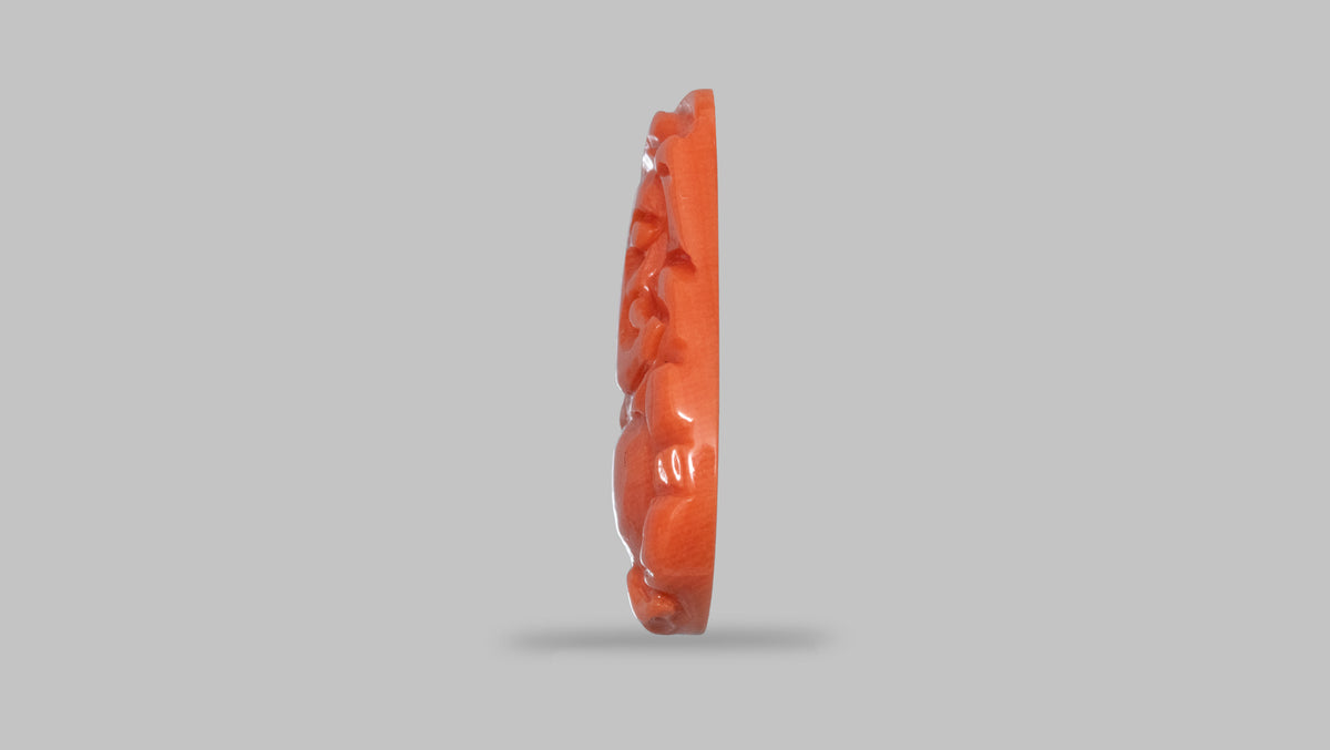 Ganesh Carving Red Coral 7.49 Carats / 8.23 Ratti