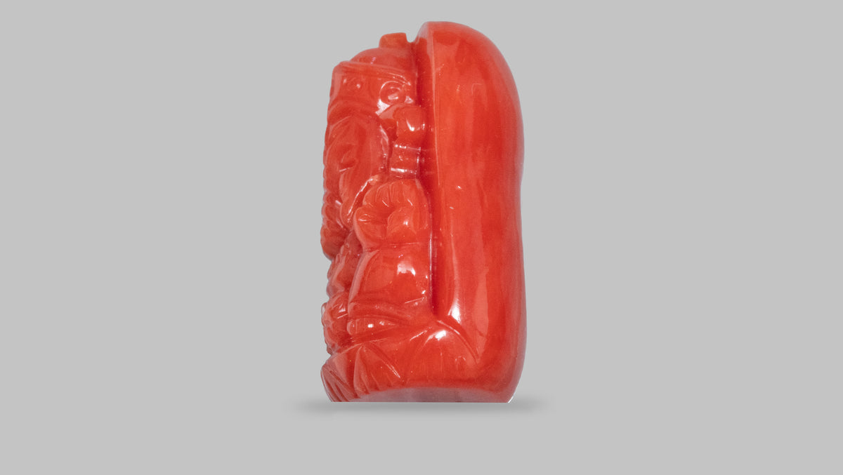 Japanese Ganesh Carving Red Coral(Moonga) 12.97 Carats / 14.25 Ratti