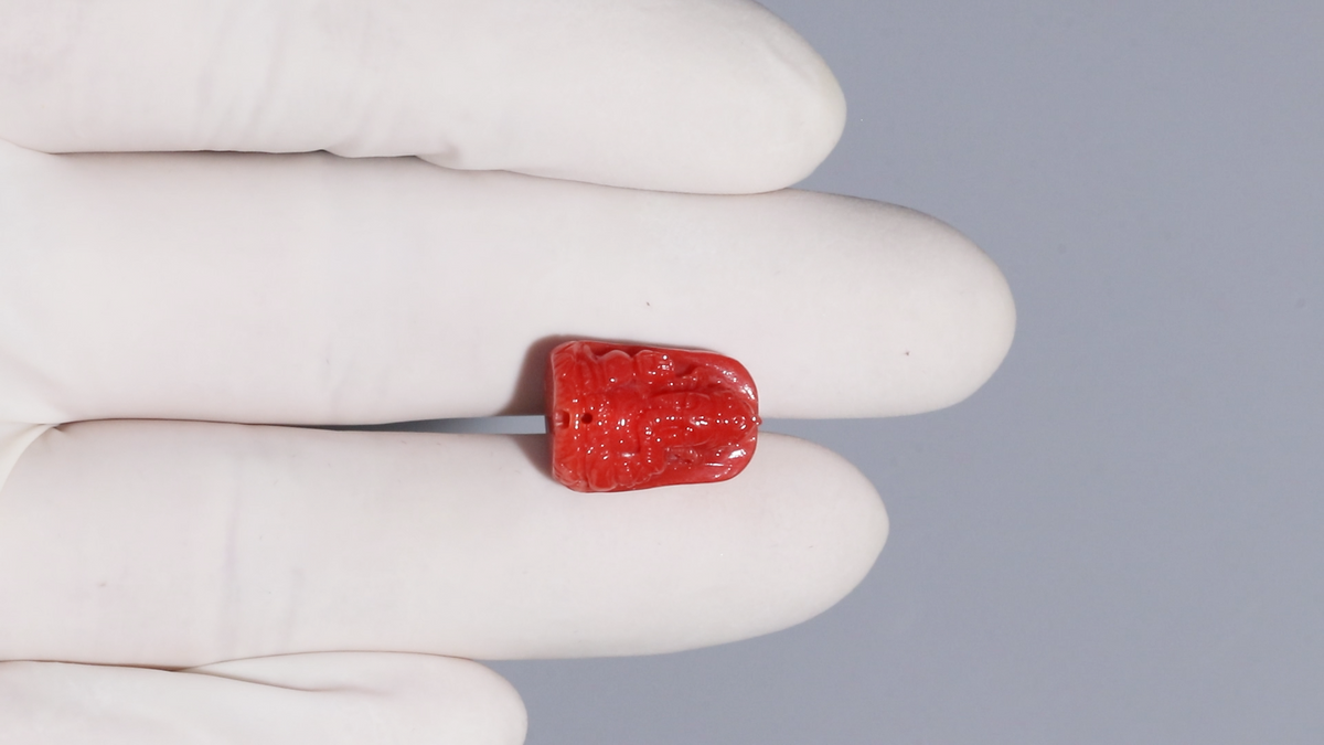 Ganesh Carving Red Coral 14.75 Carats / 16.21 Ratti