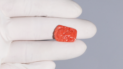 Ganesh Carving Red Coral 7.49 Carats / 8.23 Ratti