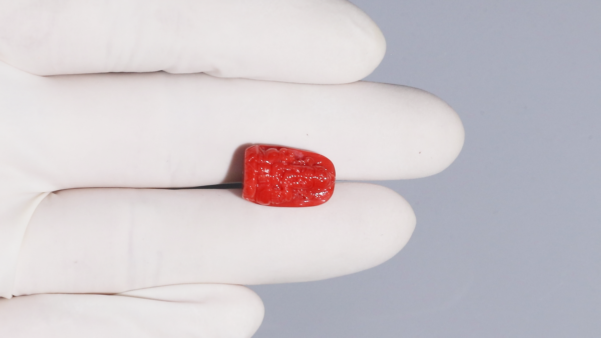 Japanese Ganesh Carving Red Coral(Moonga) 12.97 Carats / 14.25 Ratti