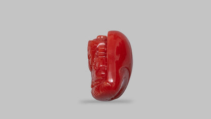 Ganesh Carving Red Coral 16.98 Carats / 21.96 Ratti